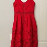 Nicholas Floral Lace Rouleau Ball Dress in Hibiscus Red Size 6 Photo 7