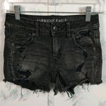 American Eagle Black Midi Jean Shorts Photo 0