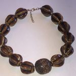 Elegant Brown Chunky Glass Beaded Carved Bead Boho Necklace Photo 3