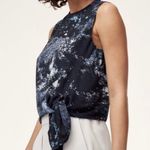 Aritzia Babaton Hopkins Black Marble Print Sleeveless Functional Tie Blouse Photo 2