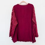 Lane Bryant Womens Blouse Size 4X Burgundy Lace Sleeve Textured Boho Chic Fall Photo 5