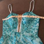 Women’s Blue Mermaid Fit Prom Party Dress Sparkly Sequins Leg Slit Size 12 Photo 8