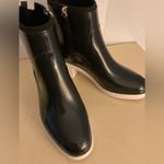Kate Spade Glossy Black Rain Boots with White Soles Photo 2