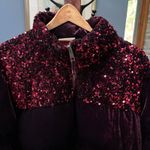 Anthropologie Maeve by 'Vera' Deep Purple Sequin Velvet Puffer Jacket Size 2X Photo 5