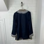 Tory Burch Navy Embroidered Fringe Detail 100% Cotton Tunic Size 8 Photo 13