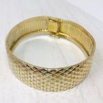 Sterling Silver , gold overlay wide diamond cut bracelet Photo 2