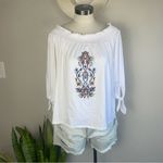 Roper White Embroidered Peasant Top L | Off Shoulder Boho Western Blouse Size L Photo 2