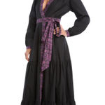 Allison New York Madison Full Wrap Black & Purple Maxi Dress Size Medium Photo 0