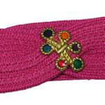 Vintage Hot Pink Woven Belt with Multicolor Rainbow Gem Rhinestones Retro Belt Photo 3