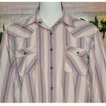 Cruel Girl  Pink Gray Striped Snap Front Western Shirt Size XL  Cotton Cowgirl Ro Photo 1