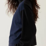 Athleta Sweatshirt Navy Black Venice Funnel Neck Boxy Top Long Sleeve pullover Photo 0