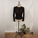 Diane Von Furstenberg  Maya Pebble Lace and Leather Black Button and Zip Blazer Photo 3