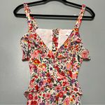 ASTR  the Label Wildflower Ruffle Cutout Floral Midi Dress Red Pink Womens Size M Photo 3
