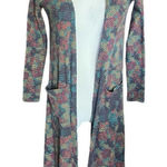 LuLaRoe Womens Multi-Colored Triangle Print Sarah Sweater Cardigan Duster Sz XS Photo 0