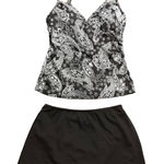 Jantzen  Paisley Tankini Top Skirted Bottoms Womens‎ 10 Brown White Two Piece Photo 0