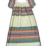Vintage 70s Handmade Embroidered Ecuador Blanket Kaftan Dress Medium Large Orange Photo 1