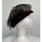 American Vintage Vintage 50-60's Bellini Originals Black cocktail tilt Hat Silver Feather Accent Photo 11