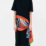 ZARA Black T Shirt Waist Scarf Midi Dress Size Medium Contrasting Detail Photo 0