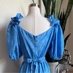 Vintage 70s Prairie Dress Blue Puff Sleeve Floral ILGWU Union Made Size M Photo 5