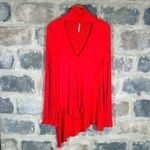 Free People  Uptown Red Mock Neck Cutout Asymmetrical Hem Long Sleeve Tunic Top S Photo 1