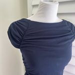 Susana Monaco  Navy Ruched Boat Neck Midi Dress Medium Photo 1