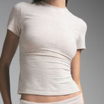 SKIMS Heather Oatmeal Cotton Rib T-Shirt XS Photo 0