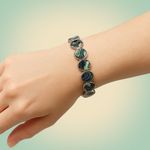 Mermaidcore Abalone Shell Oval Link Bracelet Silver Tone Unbranded Photo 0