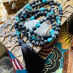 Skull Turquoise And Lava Stone Mala Necklace Blue Photo 2