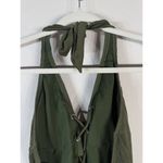 Miss Lola Women’s Olive Green Lace up Halter One Piece Swimsuit Size Large Beach Photo 9