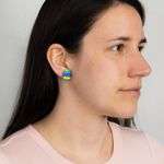 New Easter Egg Colorful Wood Stud Earrings Blue Yellow Purple Photo 0