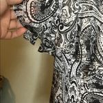 Coco Bianco  Black & White Paisley Zip Front Flutter Sleeve Top S Photo 4