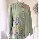 Alex Kim Sz PS P S Gorgeous Vintage Jacket / Blazer Green W Colorful Embroidery & Sequins Photo 3