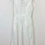 J.Crew  Fitted Waist Shirtdress Cotton Poplin Midi A Line Classic White US 10 NWT Photo 4