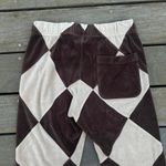 Teddy Fresh Brown/Tan Checkered Diamond Velour  Sweatpants Photo 5