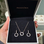 Pandora Pave Necklace and Dangle Earring Set Photo 0