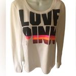 PINK - Victoria's Secret Pink VS Y2K VTG White Sweatshirt S Big Colorful Logo LS Spell Out Big Rainbow Photo 0