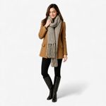 Centelli e Galluzzo Chunky Knit Wool Blend Scarf Taupe Gray 76” Photo 6