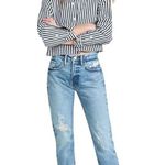 frame denim Frame Le Original High Rise Slim Straight Jeans Blue Jays Rips Womens Size 25 Photo 1