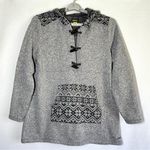 Cabela's  Pullover Henley Sweater XL Gray Fair Isle Toggle Hooded Hoodie Pocket Photo 0
