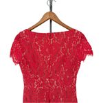Eliza J Cap Sleeve Coral Lace Sheath Dress size 6 Short Sleeves V Neck Photo 7