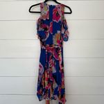 Tahari Women’s 8 Blue Cold Shoulder Floral Dress Photo 3