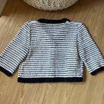 X Revolve Crochet Cropped Cardigan in Black & White Photo 3