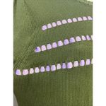 Modcloth  Olive Green Knit Puff Short Sleeve Sweater Light Purple Ribbon- Medium Photo 2
