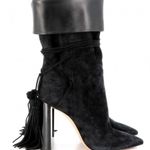 Saint Laurent Paris Black Suede ankle Boots with tassels NEW Photo 3