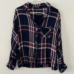 Rails Rayon Flannel Boxy Dolman Sleeve Button Up Shirt Navy Red Size Medium Photo 0