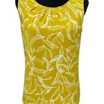 Ann Taylor Mustard Yellow Sleeveless Blouse Small NWT Floral Leaf Print Summer Photo 0