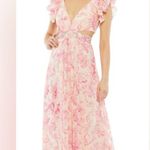 Mac Duggal NWT 9161 Floral Print V-Neck Ruffled Strap Lace Up Back Gown SIZE 4 Photo 0