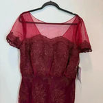 JS Collections  Embroidered Blouson Midi Dress In Sangria Size 12 Photo 2