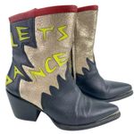 Mezcalero $450 Let's Go Dance Western Cowboy Graphic Glitter Metallic Boots Sz 8 Photo 2