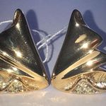 Angel Brand Vintage Signed Gold Tone Small Retro Bling Clip On Earrings Photo 0